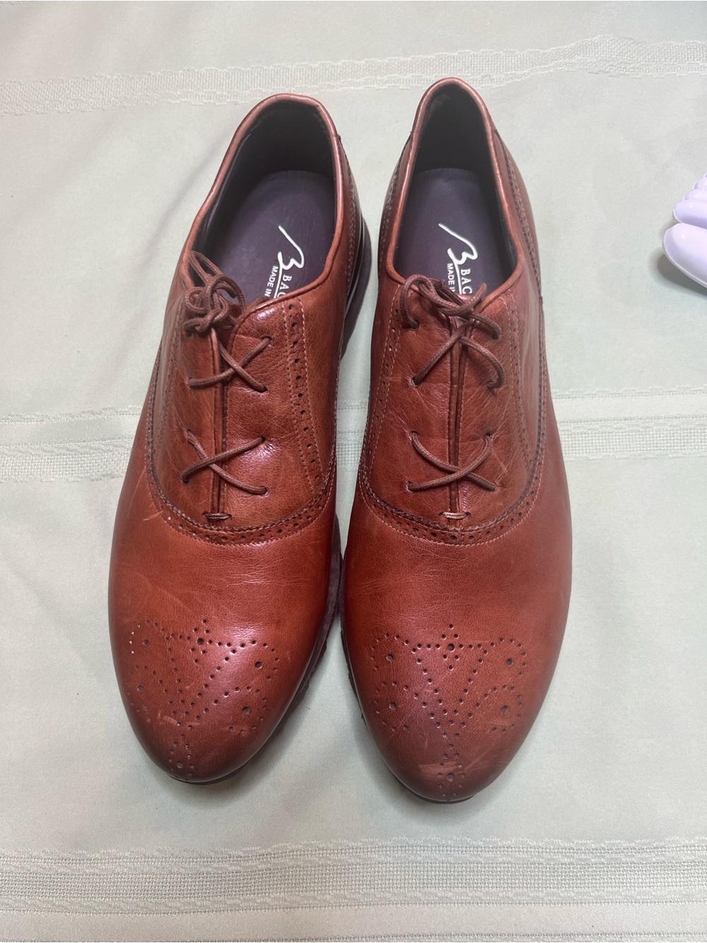 Bacco Bucci Cognac Brown Leather Oxford Shoes